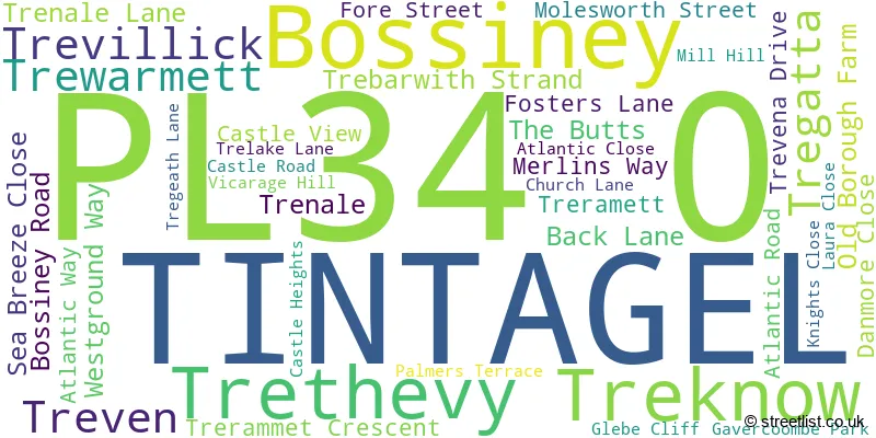 A word cloud for the PL34 0 postcode